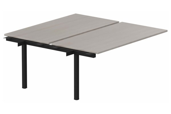 Postes Bench (poste doubles) - SERIE K3 - k3 - Bench suivant 2 Plateaux fixes 180x80 (encombrement P165xL180cm) -Finitions : PLATEAUX: ACACIA (AK) / PIETEMENTS: NOIR GRAINE MAT (NG ) / 