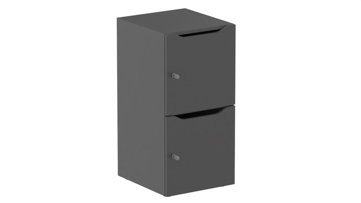 CASIERS - 2 cases - Meuble à cases H.92xL.45xP.50cm - 2 cases H43cm. portes avec découpe en partie haute. serrure à clé