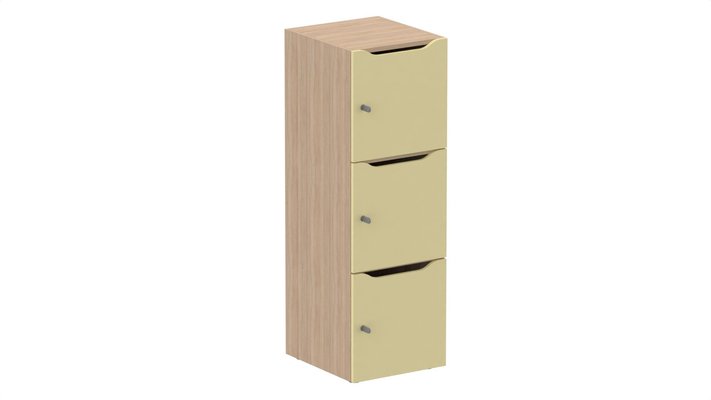 CASIERS - 3 cases - Meuble à cases H.137xL.45xP.50cm - 3 cases H43cm. portes avec découpe en partie haute. serrure à clé