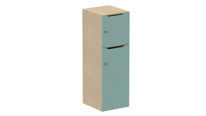CASIERS - 2 cases - Meuble à cases H.137xL.45xP.50cm - 2 cases : 1 x H86cm (en bas) + 1 x H43cm. portes avec découpe en partie haute. serrure à clé