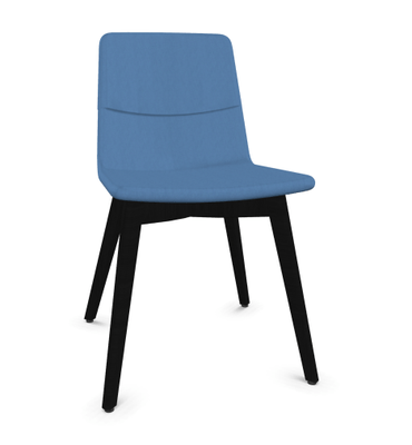 VISITEURS ET FONCTIONNELS - 4 Pieds - MELODY chaise 4 pieds bois. face intérieure tissu SYNERGY coloris bleu face extérieure tissu SYNERGY coloris bleu piétement noir