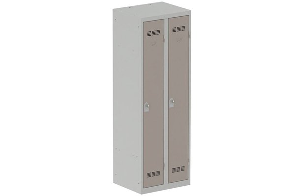 [Pas de famille] - [Pas de sous famille] - Vestiaire industrie propre 2 portes (fermeture cadenas) H180xL60xP50cm coffre gris clair/ porte(s) basalte