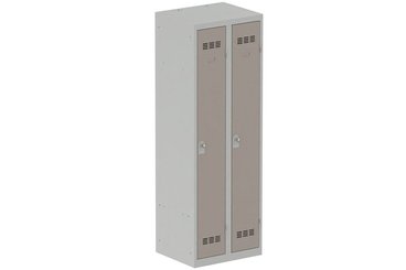 [Pas de famille] - [Pas de sous famille] - Vestiaire industrie propre 2 portes (fermeture cadenas) H180xL60xP50cm coffre gris clair/ porte(s) basalte
