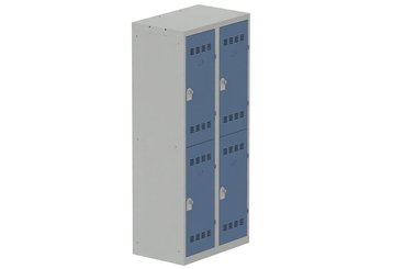 [Pas de famille] - [Pas de sous famille] - Vestiaire multicases 2 colonnes L,40cm 2 cases (fermeture cadenas) H,180xL,80xP,50cm coffre gris clair/portes bleu