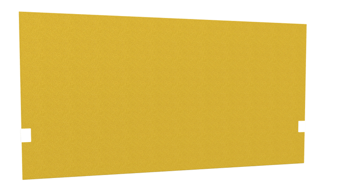 PANNEAUX ECRANS POUR BUREAU DROIT SOLO - Pour bureaux largeur 140 cm - SECRET Panneau-écran acoustique H74cm pour poste solo L.140cm. 2 faces tissu LUCIA coloris jaune. pinces de fixation réglables en hauteur coloris aluminium