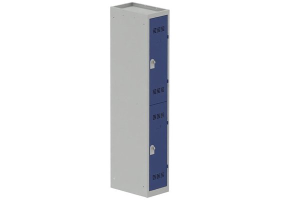 VESTIAIRES MULTICASES - 1 Colonne - Vestiaire multicases, 1 colonne L.30 cm/2 cases, coffre gris clair/portes bleu foncé