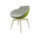 Coco - Fauteuil 4 pieds bois naturel (W1). Tissu Int Synergy Gris Clair SY08 (S08) - Tissu Ext Synergy Vert Clair SY46 (S46)