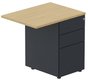 K1- Retour direct 120x60 sur caisson métal HB 3 tiroirs - Plateau: Chêne (CE) / Caisson : anthracite