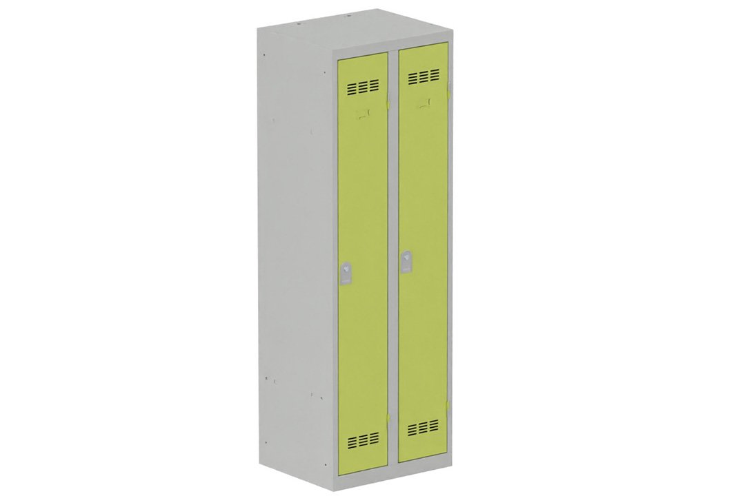 Vestiaire industrie propre 2 portes (serrure 2 clés) H180xL60xP50cm coffre gris clair/ porte(s) anis