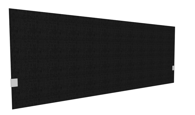 PANNEAUX ECRANS POUR BUREAU DROIT SOLO - Pour bureaux largeur 180 cm - SECRET Panneau-écran acoustique H74cm pour poste solo L.180cm. 2 faces tissu BERTA coloris noir. pinces de fixation réglables en hauteur coloris aluminium