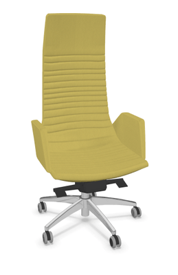 DIRECTION - Fauteuils - KI fauteuil manager haut dossier avec accotoirs tapissés. piétement 5 branches en aluminium poli. revêtement tissu SYNERGY coloris jaune