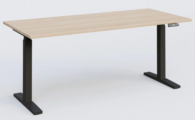 [Pas de famille] - [Pas de sous famille] - K_PRO2 Poste solo RH 70-120 cm . Plateau 200*80 épaisseur 25mm. coloris hêtre, pieds noirs