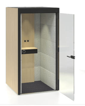 [Pas de famille] - [Pas de sous famille] - Silent Room S avec parois externes et internes rembourrées en mélamine, paroi centrale interne frontale avec système de commande, portes en verre et plafond en mélamine coloris berta