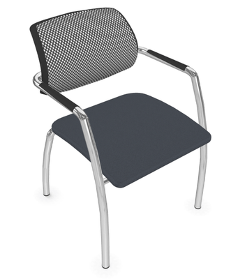 VISITEURS ET FONCTIONNELS - 4 Pieds - Diva - Chaise dos résille- Piétement 4 pieds chrome (CH).Assise tissu Bondai Gris Moyen (8010)