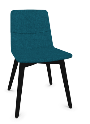 VISITEURS ET FONCTIONNELS - 4 Pieds - MELODY chaise 4 pieds bois. face intérieure tissu STEP mélange turquoise chiné face extérieure tissu step mélange coloris turquoise chiné piétement noir