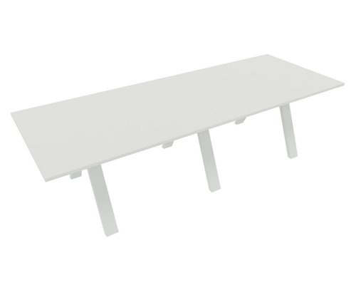 [Pas de famille] - [Pas de sous famille] - TABLE RECTANGULAIRE 2 PLATEAUX 280X120CM SUR STRUCTURE X3 MEETING. Plateau Blanc et piètement Blanc.