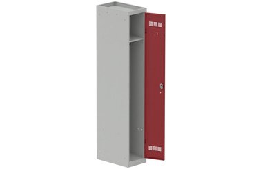 [Pas de famille] - [Pas de sous famille] - Vestiaire industrie propre 1 porte (fermeture cadenas) H180xL30xP50cm coffre gris clair/ porte(s) rouge