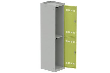 [Pas de famille] - [Pas de sous famille] - Vestiaire multicases 1 colonne L,40cm 2 cases (fermeture cadenas) H,180xL,40xP,50cm coffre gris clair/portes anis