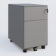 Caisson métal slim sur roulettes 2 tiroirs H57xL32xP54cm/ aluminium
