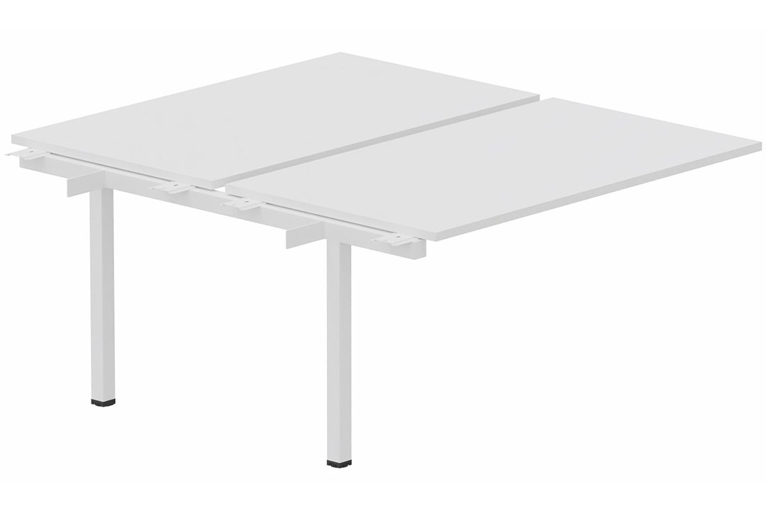 Bench suivant 2 plateaux fixes 180 x 80 cm encombrement 180x165cm, plateau blanc, structure blanc