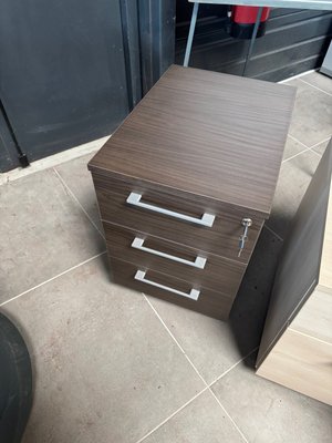 DESTOCKAGE - Rangements - Caison sur roulette en mélaminé 3 tiroirs finition wengé