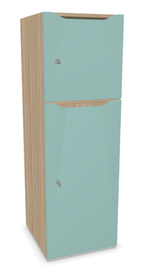 CASIERS - 2 cases - Meuble à cases H.137xL.45xP.50cm - 2 cases : 1 x H86cm (en bas) + 1 x H43cm. portes avec découpe en partie haute. serrure à clé