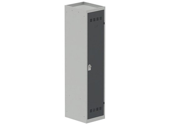 VESTIAIRES MONOBLOC CONFORT - Industrie salissante ( 2 compartiments ) - Vestiaire industrie salissante 1 porte (fermeture cadenas) H180xL40xP50cm coffre gris clair/ porte(s) anthracite