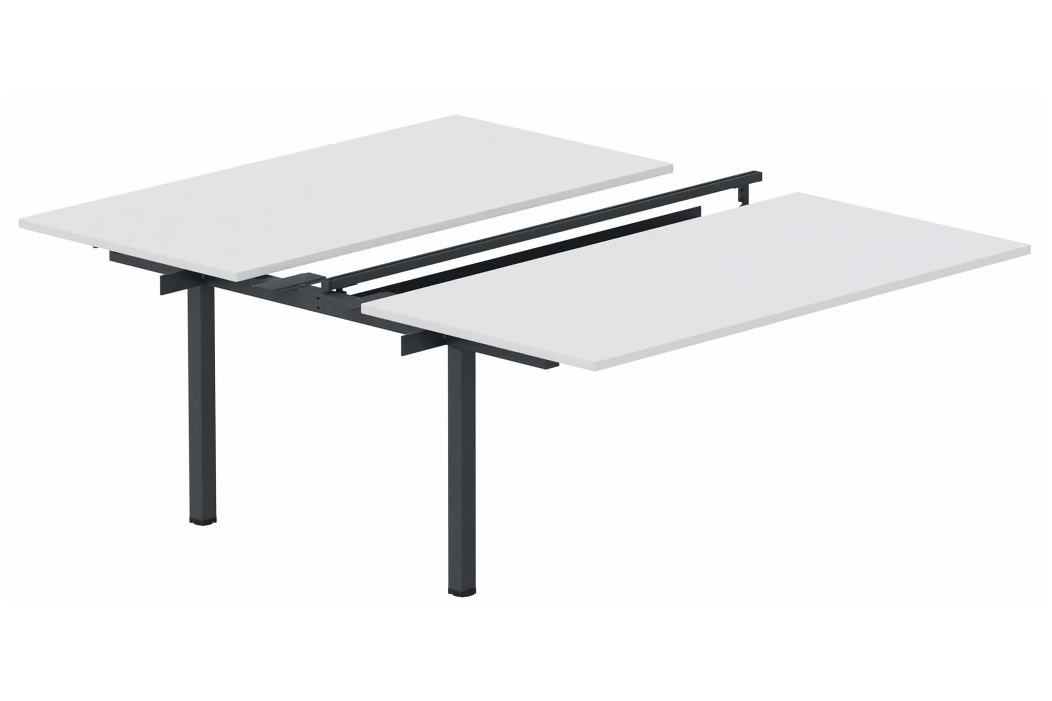 K3 - Bench suivant 2 Plateaux coulissants 160x80 (encombrement P165xL160cm) -Finitions : PLATEAUX: BLANC (BL) / PIETEMENTS: NOIR GRAINE MAT (NG)
