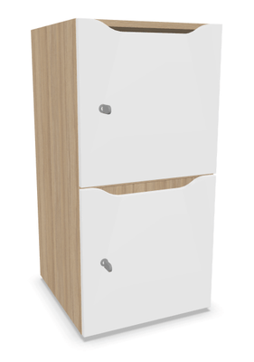 CASIERS - 2 cases - Meuble à cases H.92xL.45xP.50cm - 2 cases H43cm. portes avec découpe en partie haute. serrure à clé