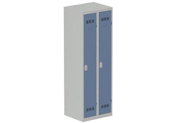 [Pas de famille] - [Pas de sous famille] - Vestiaire industrie propre 2 portes (serrure 2 clés) H180xL60xP50cm coffre gris clair/ porte(s) bleu
