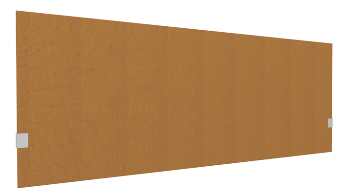 PANNEAUX ECRANS POUR BUREAU DROIT SOLO - Pour bureaux largeur 180 cm - SECRET Panneau-écran acoustique H74cm pour poste solo L.180cm. 2 faces tissu STEP coloris jaune. pinces de fixation réglables en hauteur coloris aluminium