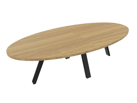 [Pas de famille] - [Pas de sous famille] - X3 Table de réunion ovale L210xP120cm. Plateau Noyer et pietement Noir.