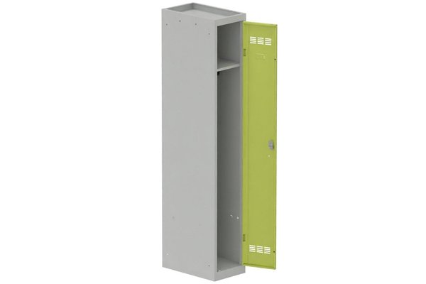 [Pas de famille] - [Pas de sous famille] - Vestiaire industrie propre 1 porte (fermeture cadenas) H180xL30xP50cm coffre gris clair/ porte(s) anis
