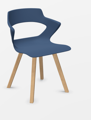 FAUTEUILS/POUFS - 4 pieds bois - SWEETY Chaise 4 pieds bois. coque polypropylène coloris bleu. piétement hêtre massif