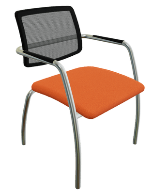 VISITEURS ET FONCTIONNELS - 4 Pieds - Diva - Chaise dos résille- Piétement 4 pieds chrome (CH).Assise tissu Bondai Orange (3012)