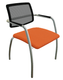 Diva - Chaise dos résille- Piétement 4 pieds chrome (CH).Assise tissu Bondai Orange (3012)