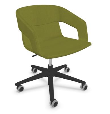 VISITEURS ET FONCTIONNELS - Sur roulettes - Melody - Fauteuil pietement étoile Noir (A). Tissu Int Step Vert STE (L09) - Tissu Ext Step Vert STE (L09)