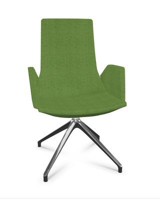 DIRECTION - Visiteurs - KI fauteuil de conférence haut dossier. piétement 4 branches en aluminium poli. revêtement tissu BERTA coloris vert