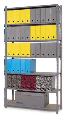 RAYONNAGES POLYVALENTS - Charges légères - ALPHA élément départ 5 tablettes H.200xL.127xP.70cm, coloris anthracite