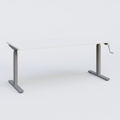[Pas de famille] - [Pas de sous famille] - Poste solo 160*70 réglable en hauteur manuel 70-116 cm gamme KPro1. Plateau Blanc et pietement Aluminium.