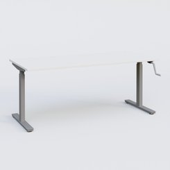 [Pas de famille] - [Pas de sous famille] - Poste solo 160*70 réglable en hauteur manuel 70-116 cm gamme KPro1. Plateau Blanc et pietement Aluminium.