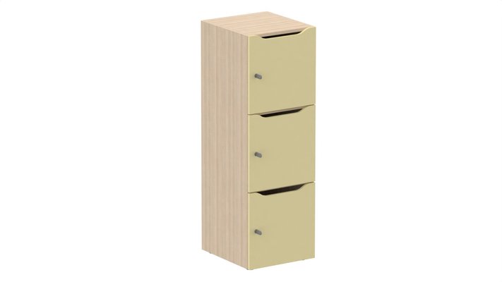 CASIERS - 3 cases - Meuble à cases H.137xL.45xP.50cm - 3 cases H43cm. portes avec découpe en partie haute. serrure à clé