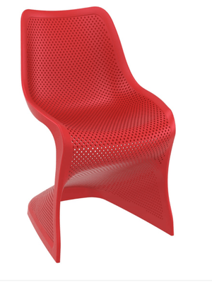 POLYPROPYLENE - CHAISES  - ST TROP-Chaise design en polypropylène ajourée renfoncée en fibre de verre -Finition rouge (PRG)