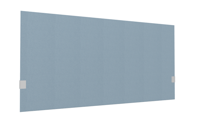 PANNEAUX ECRANS POUR BUREAU DROIT SOLO - Pour bureaux largeur 140 cm - SECRET Panneau-écran acoustique H74cm pour poste solo L.140cm. 2 faces tissu STEP coloris bleu. pinces de fixation réglables en hauteur coloris aluminium