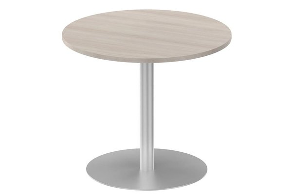 TABLES DE REUNION - Ronde - Table ronde diamètre 90cm sur pied colonne acacia/aluminium