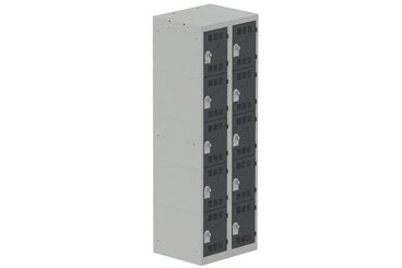 VESTIAIRES MULTICASES - 2 Colonnes - Vestiaire multicases, 2 colonnes L.60cm/10 cases, coffre gris clair/portes anthracite