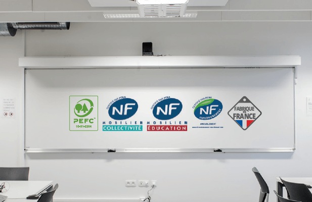 [Pas de famille] - [Pas de sous famille] - SUPER CONFORT tableau en émail H.120xL.240cm spécifique pour projection, surface effaçable à sec et magnétique, PRIX HORS INSTALLATION