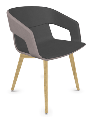 VISITEURS ET FONCTIONNELS - 4 Pieds - Fauteuil 4 pieds bois Frêne naturel - Revêtement VINYLE (intérieur et extérieur à préciser)