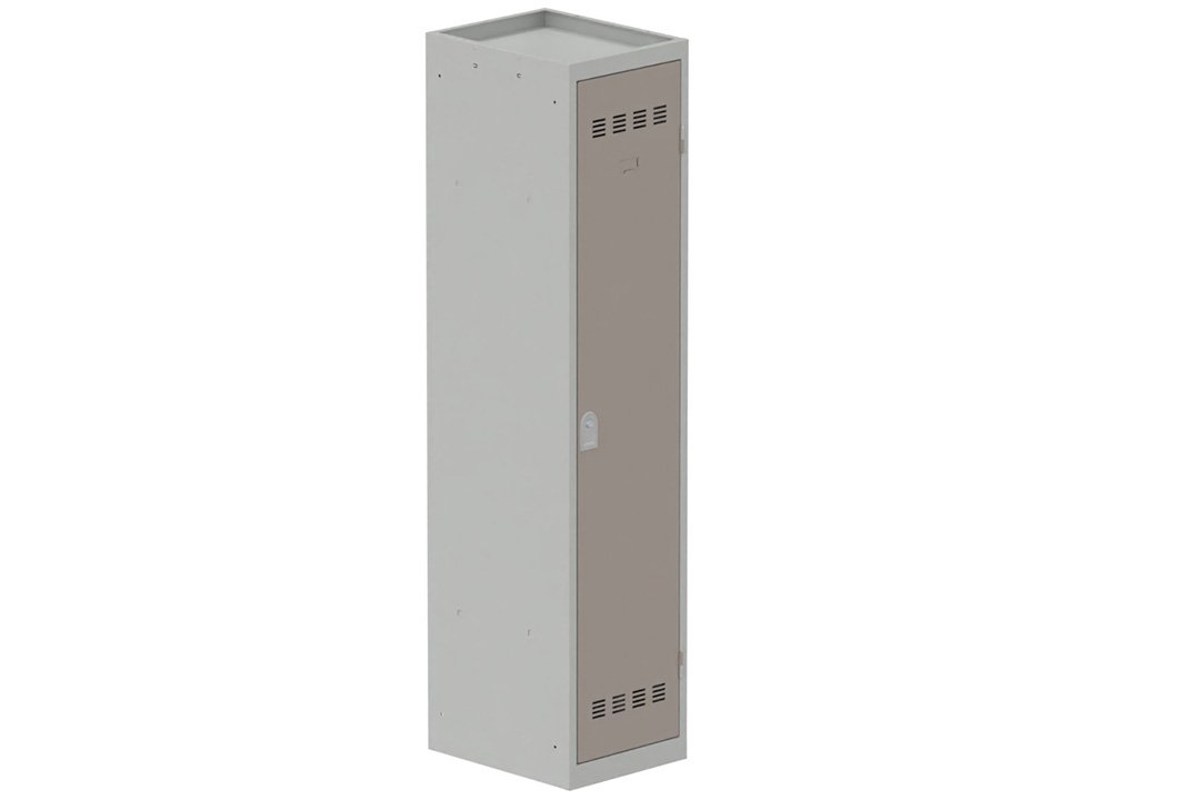 Vestiaire industrie salissante 1 porte (serrure 2 clés) H180xL40xP50cm coffre gris clair/ porte(s) basalte