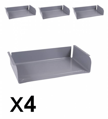 SCOLAIRE - Apprendre - Lot de 4 casiers époxy pour table GANGE/LEM/TAGE - L51xP29xH10,5 cm - Gris alu RAL 9006